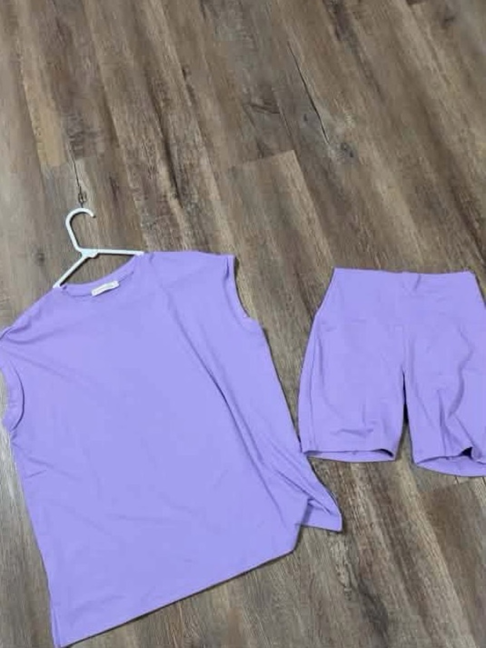 Zenana Outfitters Lavender Sleeveless Tank with Matching Bike Shorts